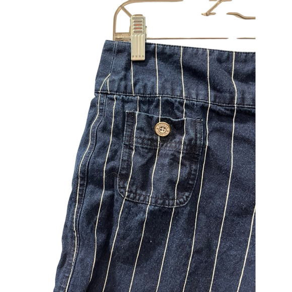 Vintage 90's Lauren Jeans Co. Pinstriped Button Fly Denim Short Size 4 Cotton - Picture 2 of 6